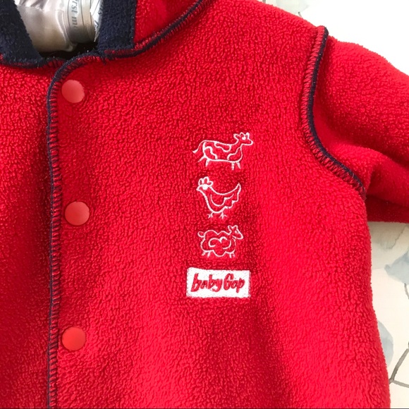 Baby GAP Red & Blue Fleece Newborn Sleeper Sleepsack Reversible Winter Bunting - Picture 2 of 11